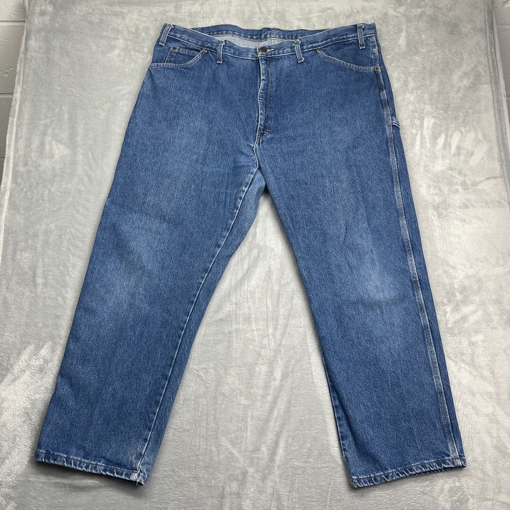 Dickies Carpenter Jeans Mens 44x30 Blue Denim Relaxed Fit Faded Straight Leg‎